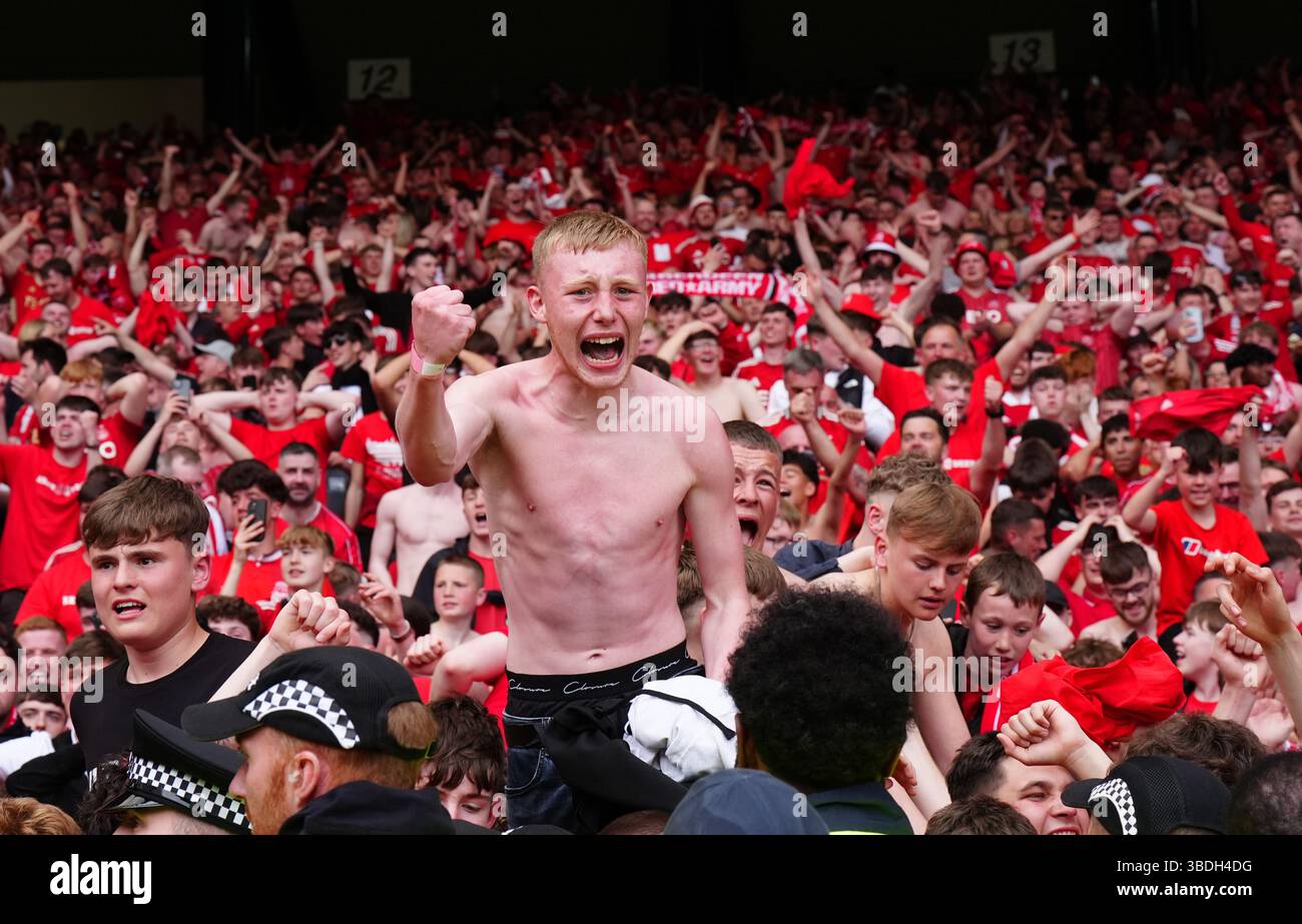 Aberdeen fans celebrate in the stands after the Scottish Gas Men's ...