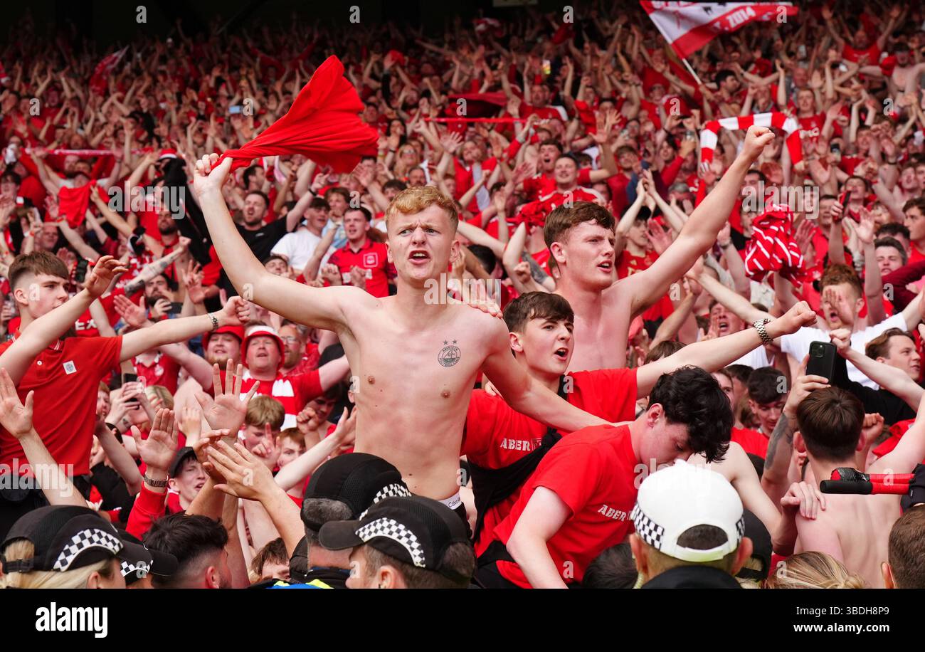 Aberdeen fans celebrate in the stands after the Scottish Gas Men's ...