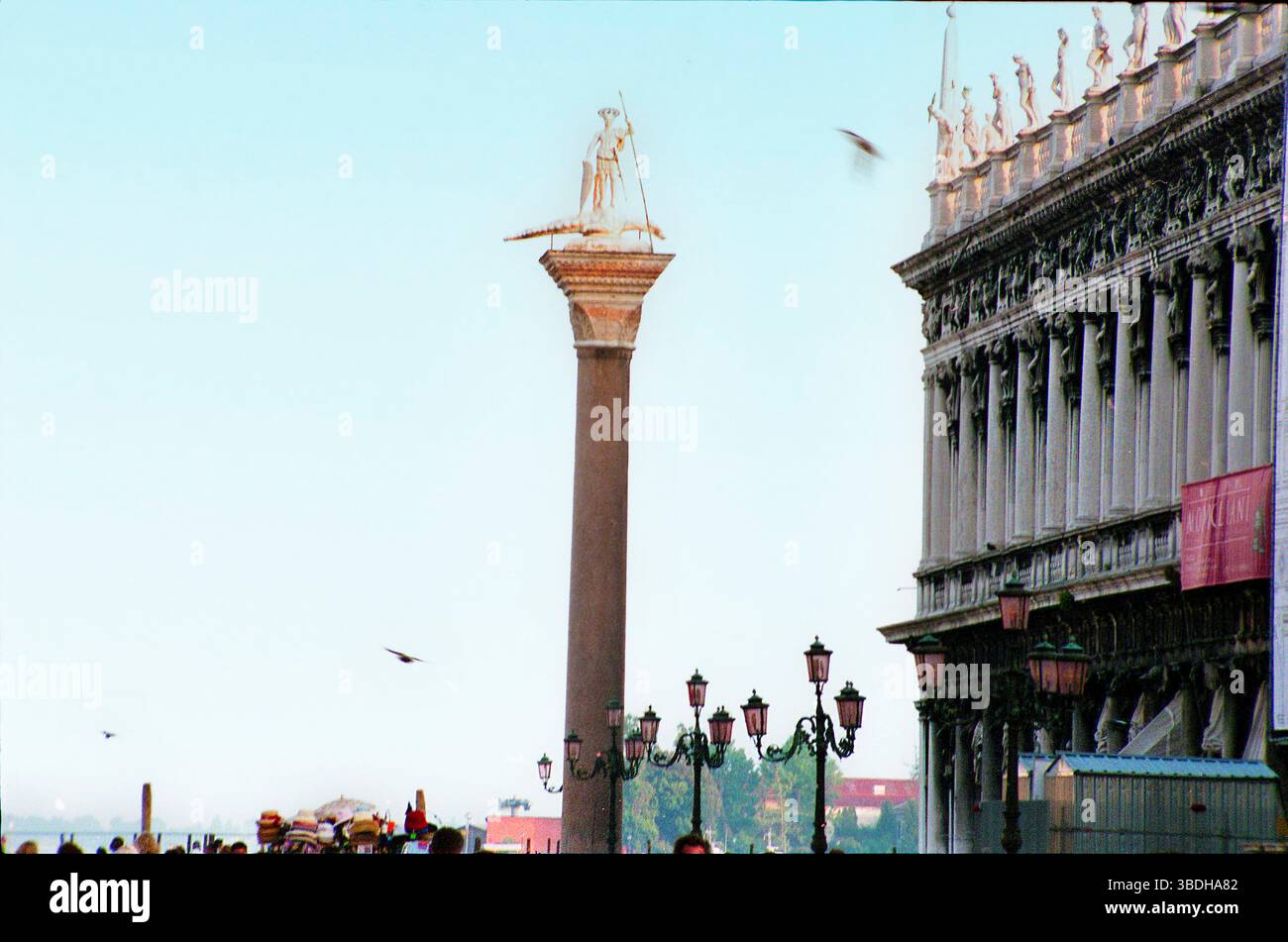 Column of St. Theodore in St. Mark's Square, Venice, Italy Stock Photo ...