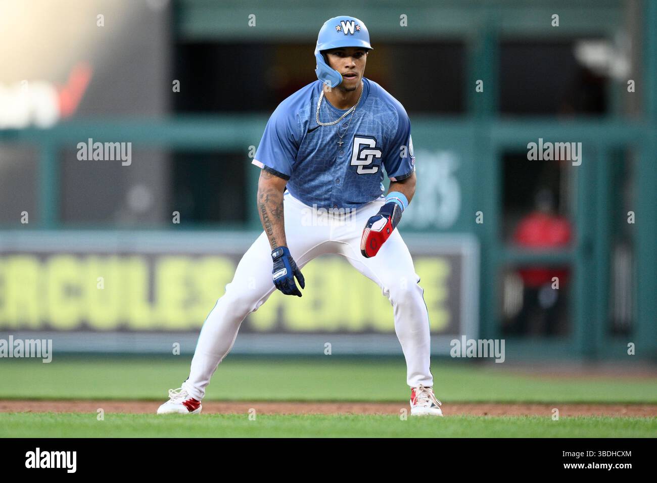 Washington Nationals' Daylen Lile in action during a baseball game ...