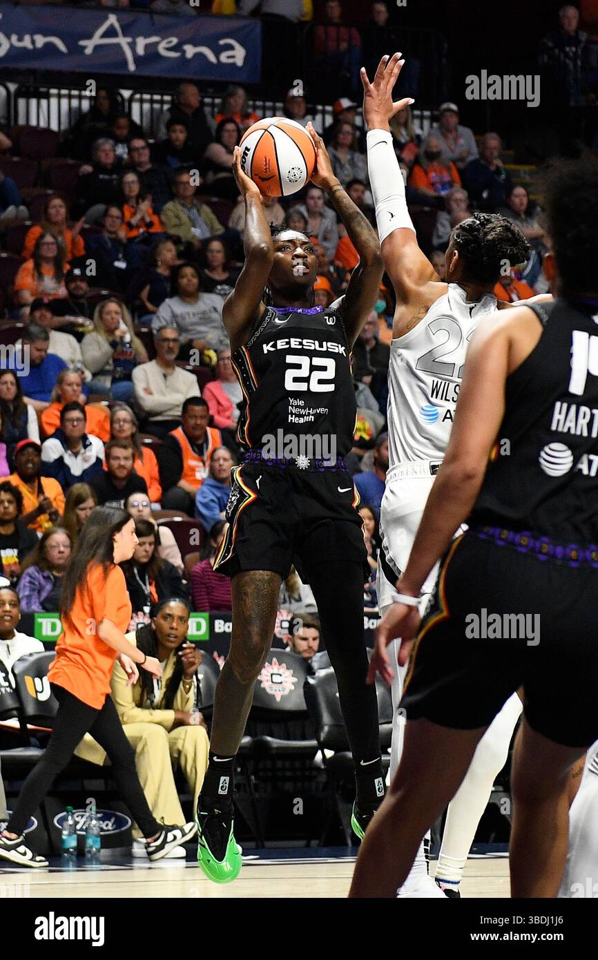 May 20, 2025: Connecticut Sun guard Saniya Rivers (22) shoots the ball ...