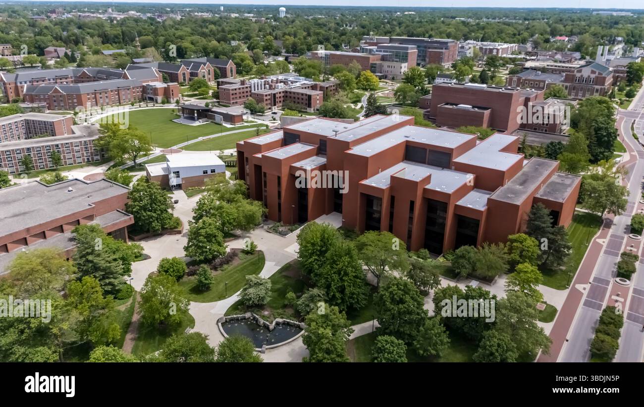Muncie, In, USA. 24th May, 2025. Aerial view of Ball State University ...