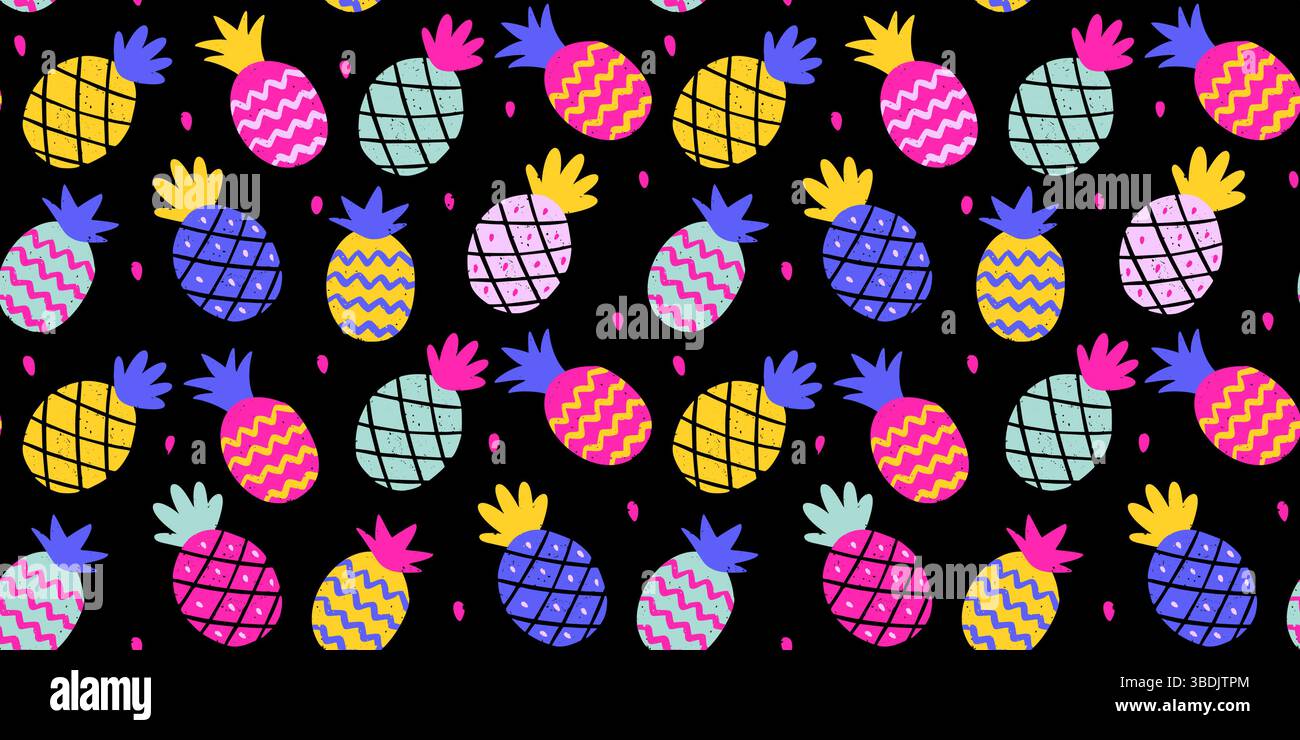 Tropical Exotic Fruit Pineapple Pattern Crayon Bg Texture Summer Vector ...
