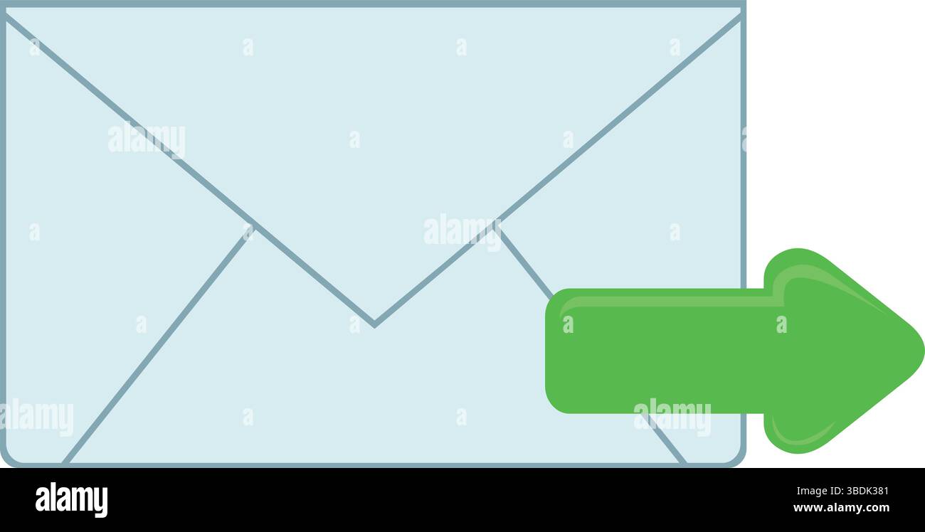 vector illustration card letter envelope and green color arrow , in ...