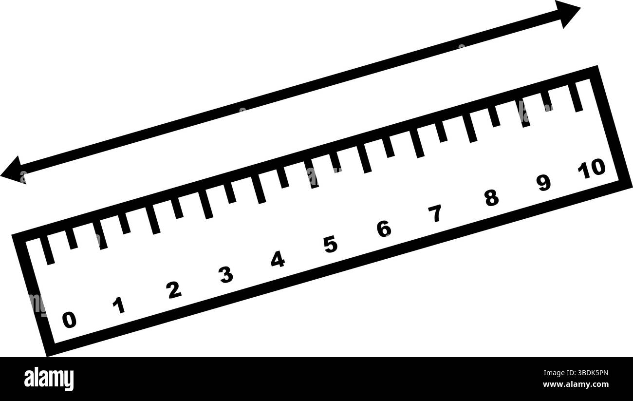vector illustration black and white icon ruler and arrow measurement ...