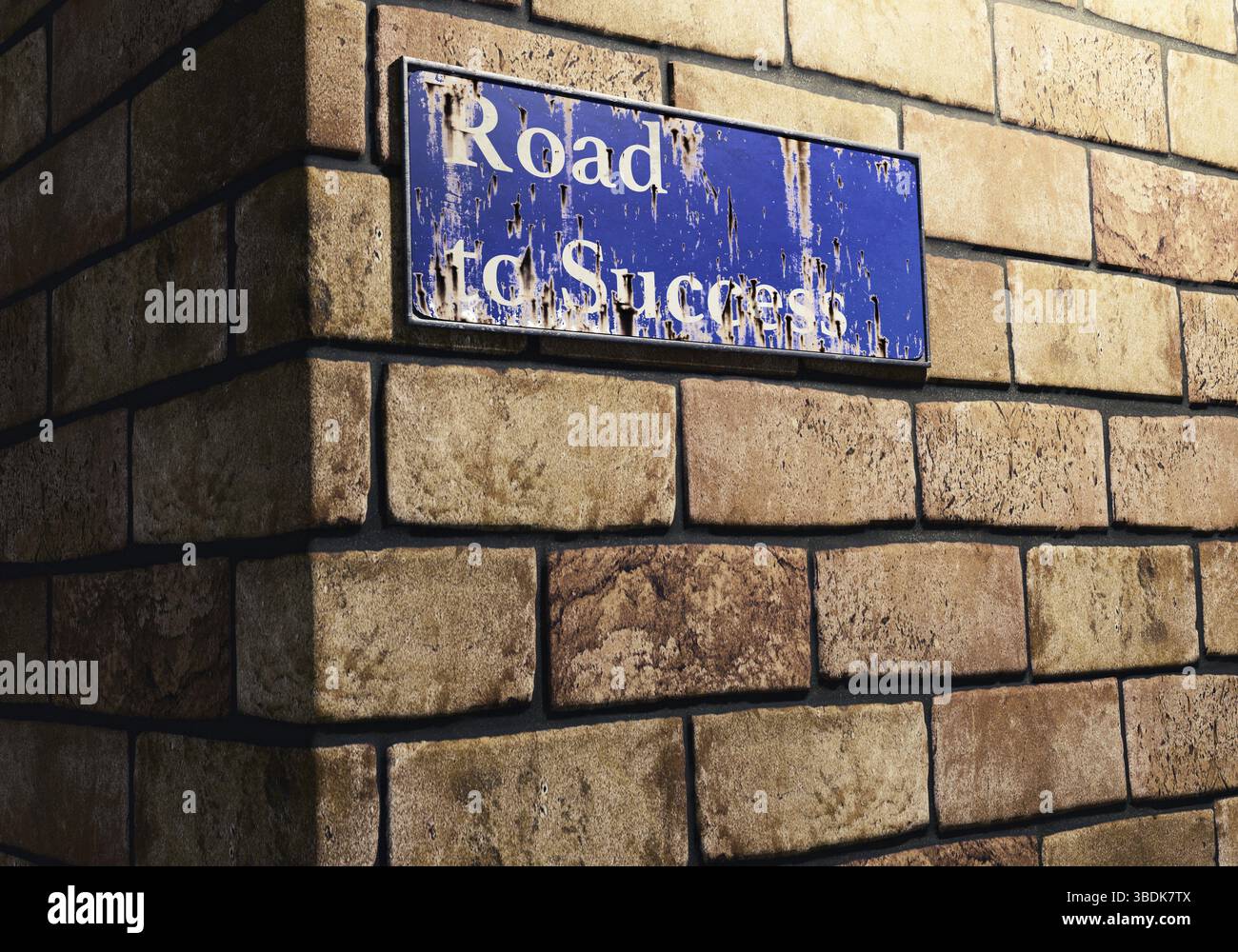 Old rusty street sign with the street name Road to Success, 3d ...