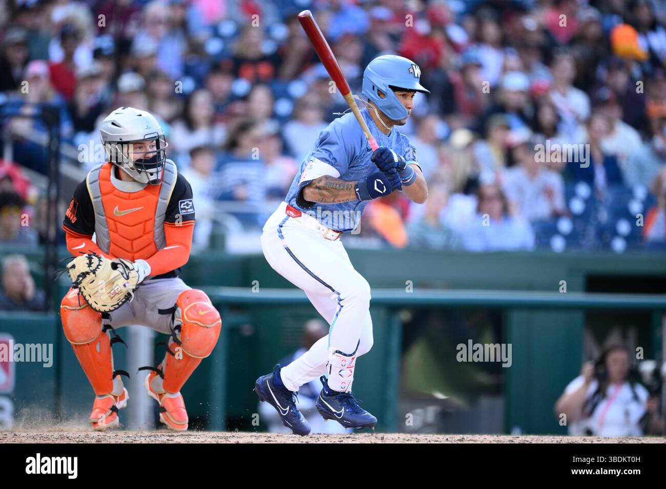 Washington Nationals' Daylen Lile in action during a baseball game ...