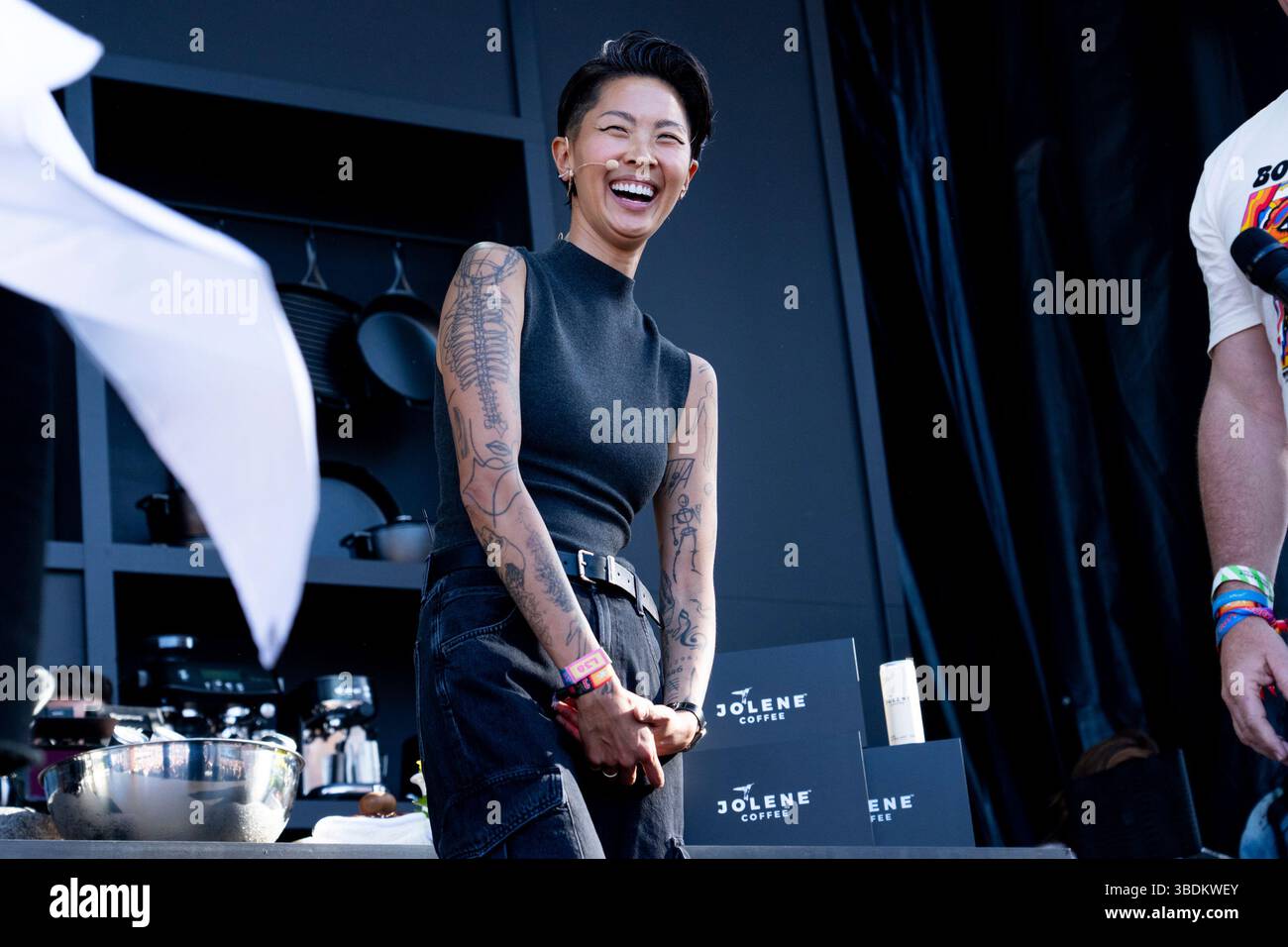 Kristen Kish is seen on the Williams Sonoma Culinary Stage at the 2025