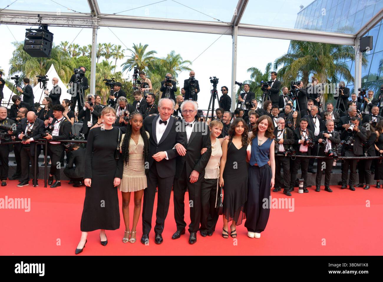 May 24, 2025, Cannes, France: CANNES, FRANCE - MAY 24: Babette Verbeek, Samia Hilmi, JanaÃ¯na Halloy, Jean-Pierre Dardenne, Luc Dardenne, Lucie Laruelle and Elsa Houben attends the Closing Ceremony red carpet at the 78th annual Cannes Film Festival at Palais des Festivals on May 24, 2025 in Cannes, France. (Credit Image: © Frederick Injimbert/ZUMA Press Wire) EDITORIAL USAGE ONLY! Not for Commercial USAGE! Stock Photo