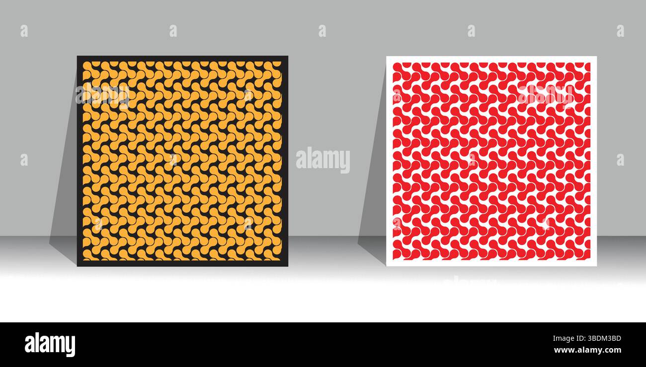 Abstract geometric pattern designs featuring repeating chain-like structures and dynamic visual impact Stock Vector