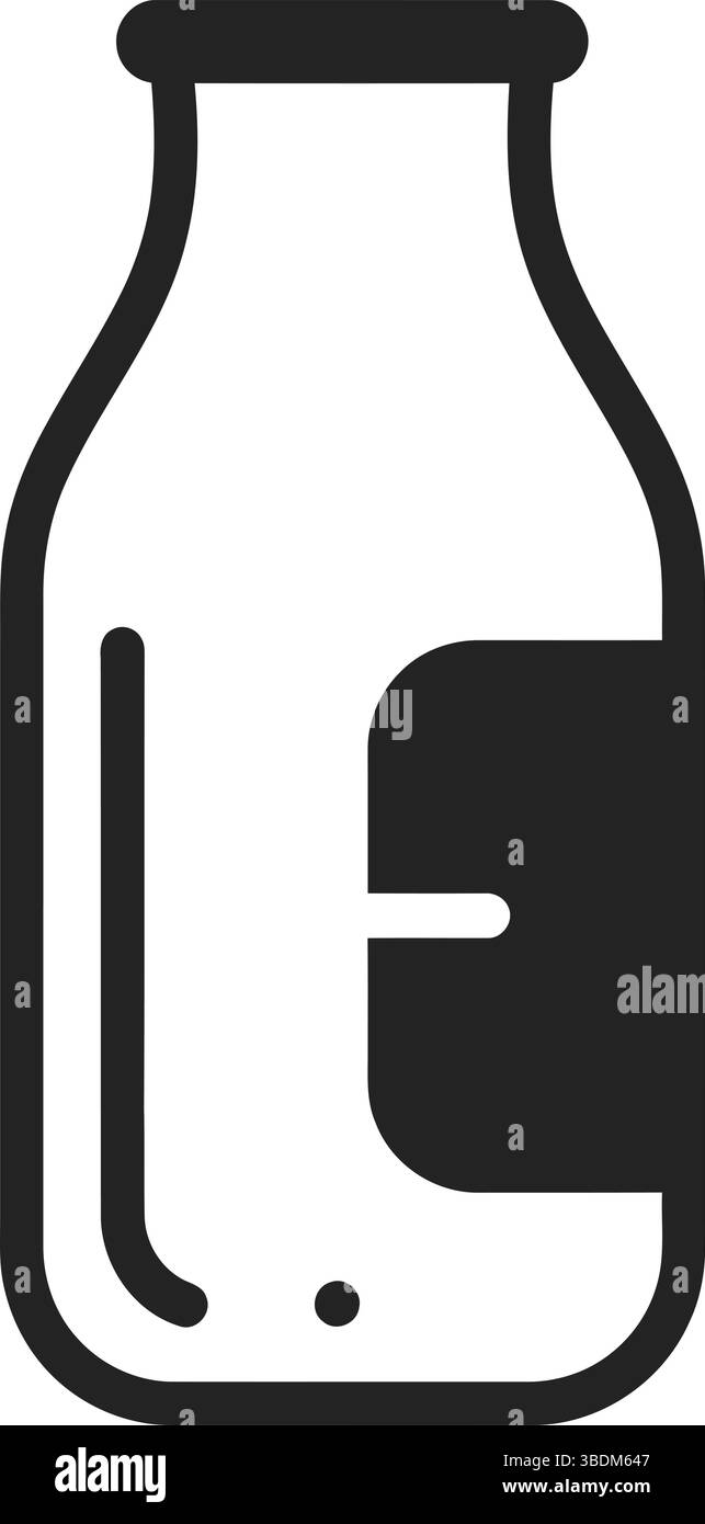 Black and White Minimalist Milk Bottle Icon for Dairy and Beverage ...