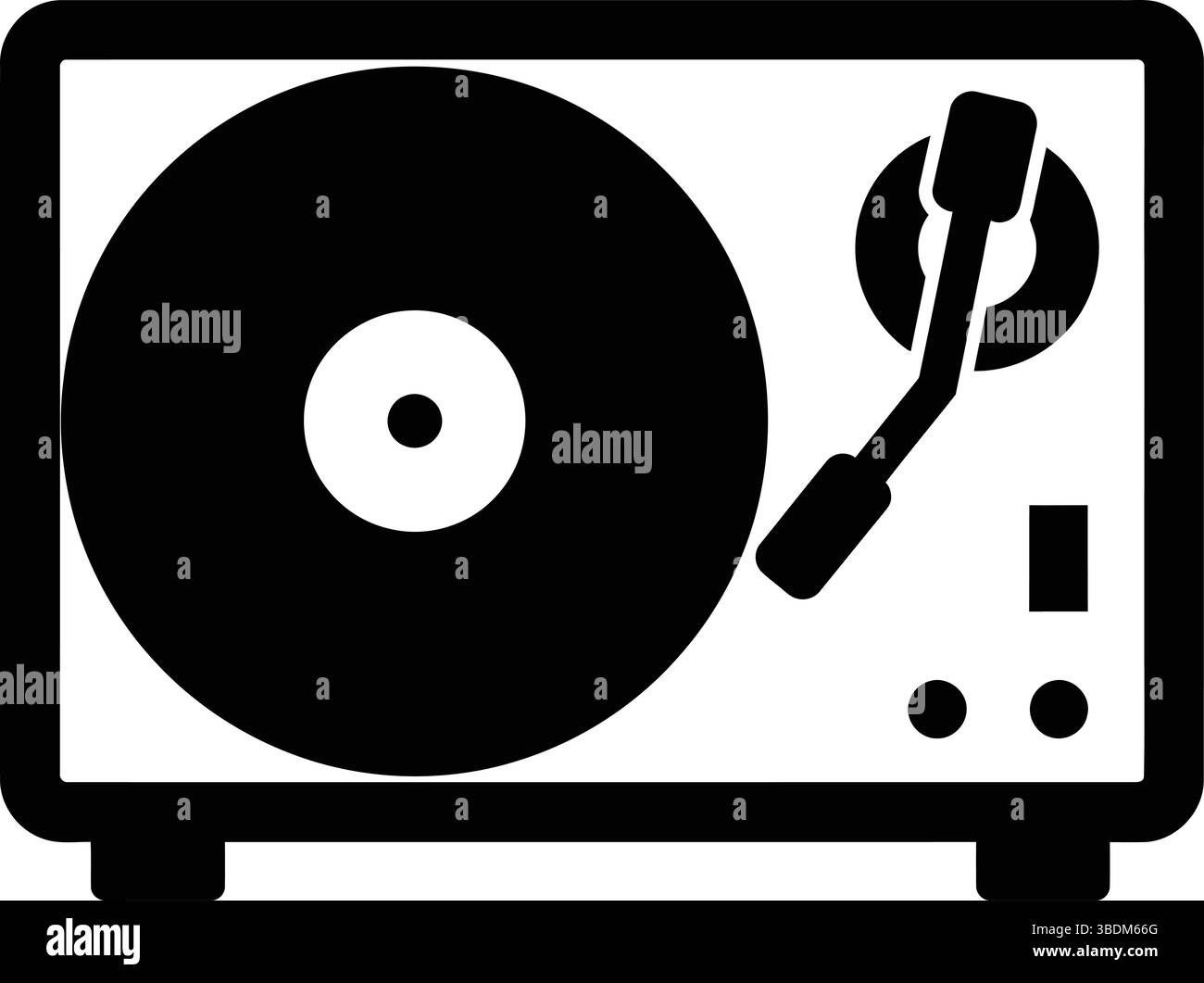 Black and White Vinyl Record Player Icon – Retro Turntable Design for ...