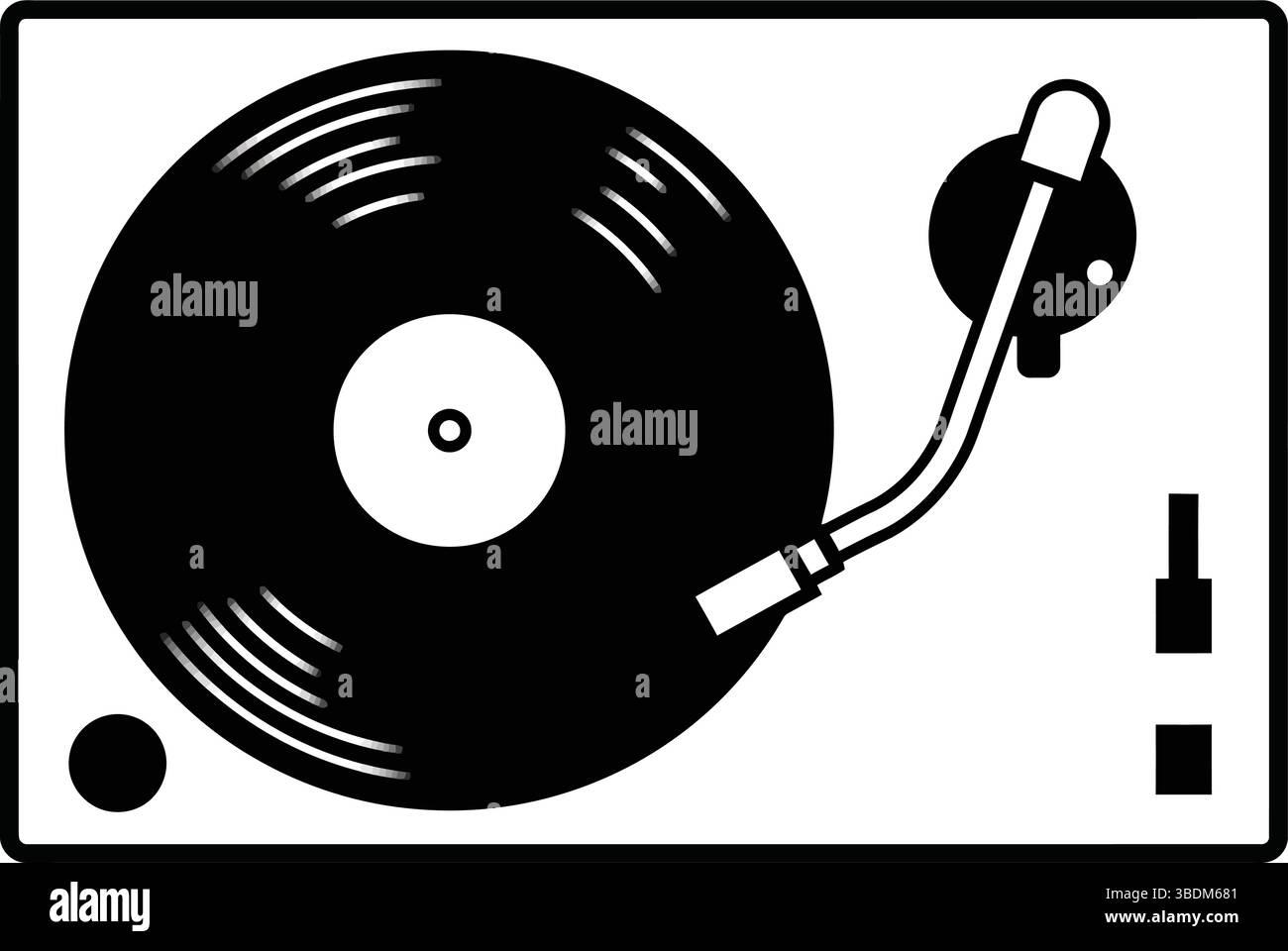 Black and White Vinyl Record Player Icon – Retro Turntable Design for ...