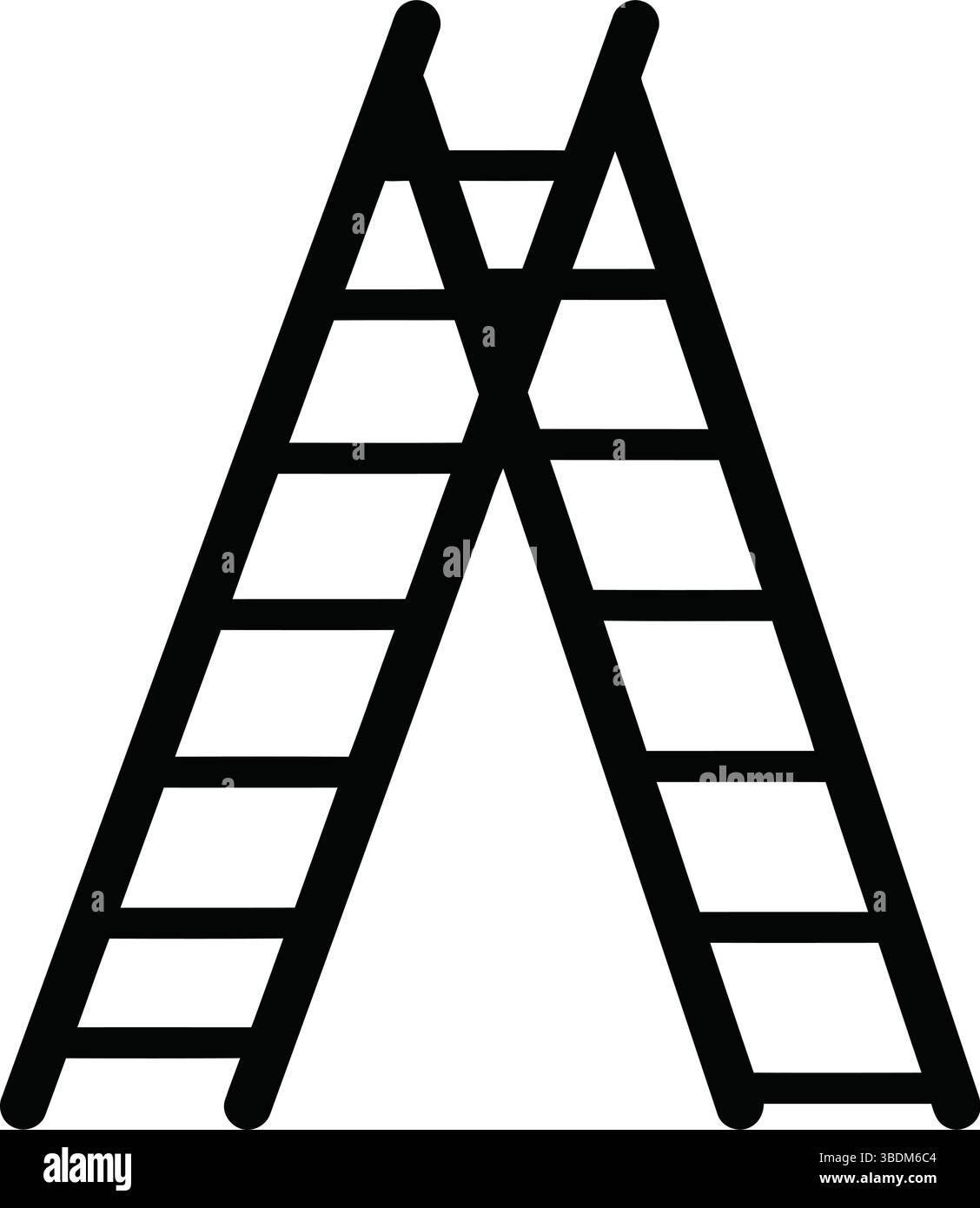 Stepladder Silhouette – Minimalist Black and White Image for Practical Use Stock Vector