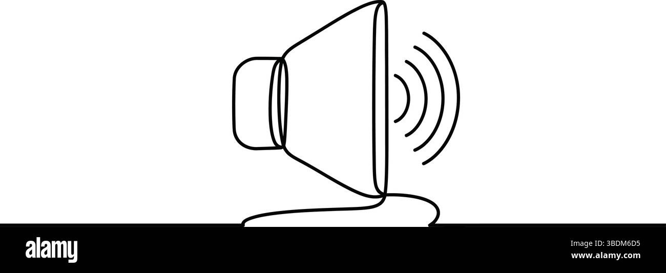 Minimalist Line Drawing of a Speaker Emitting Sound Waves Stock Vector ...