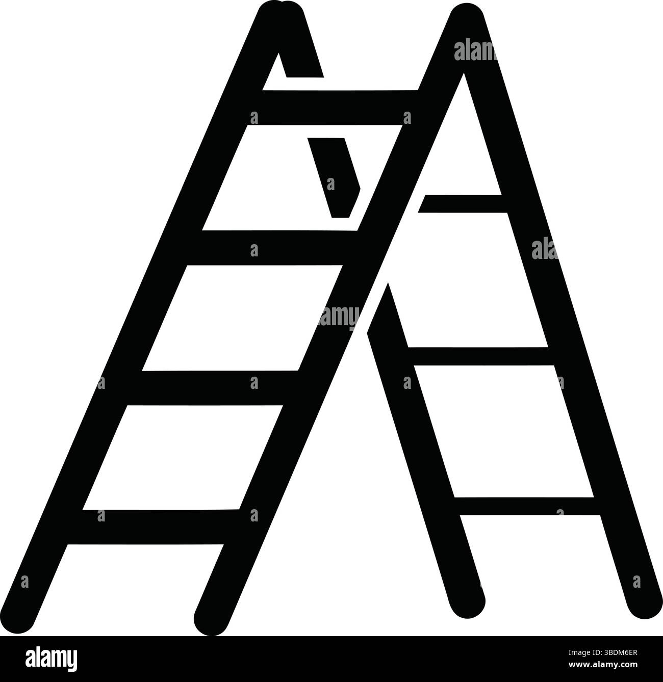 Stepladder Silhouette – Minimalist Black and White Image for Practical Use Stock Vector