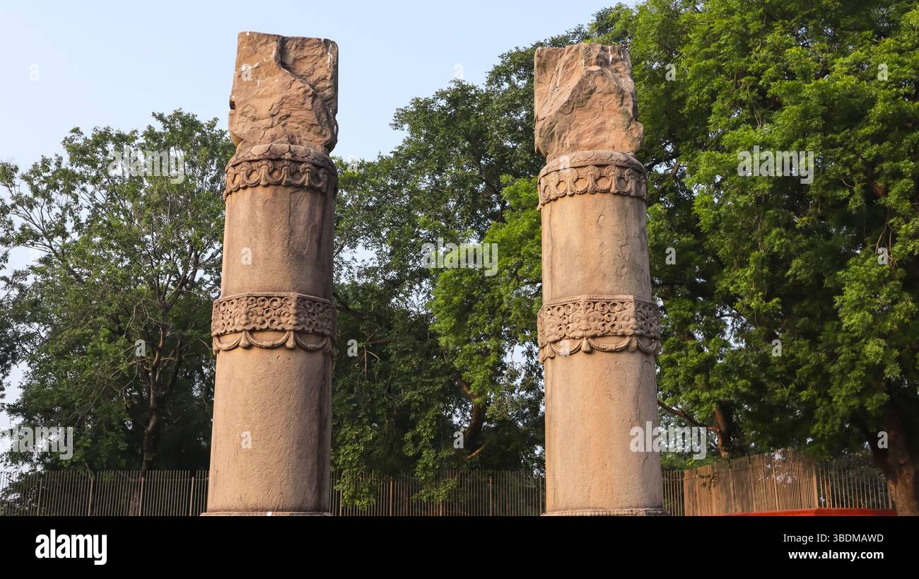 India, Uttar Pradesh, Varanasi, Sarnath, Ancient Inscriptions on the ...