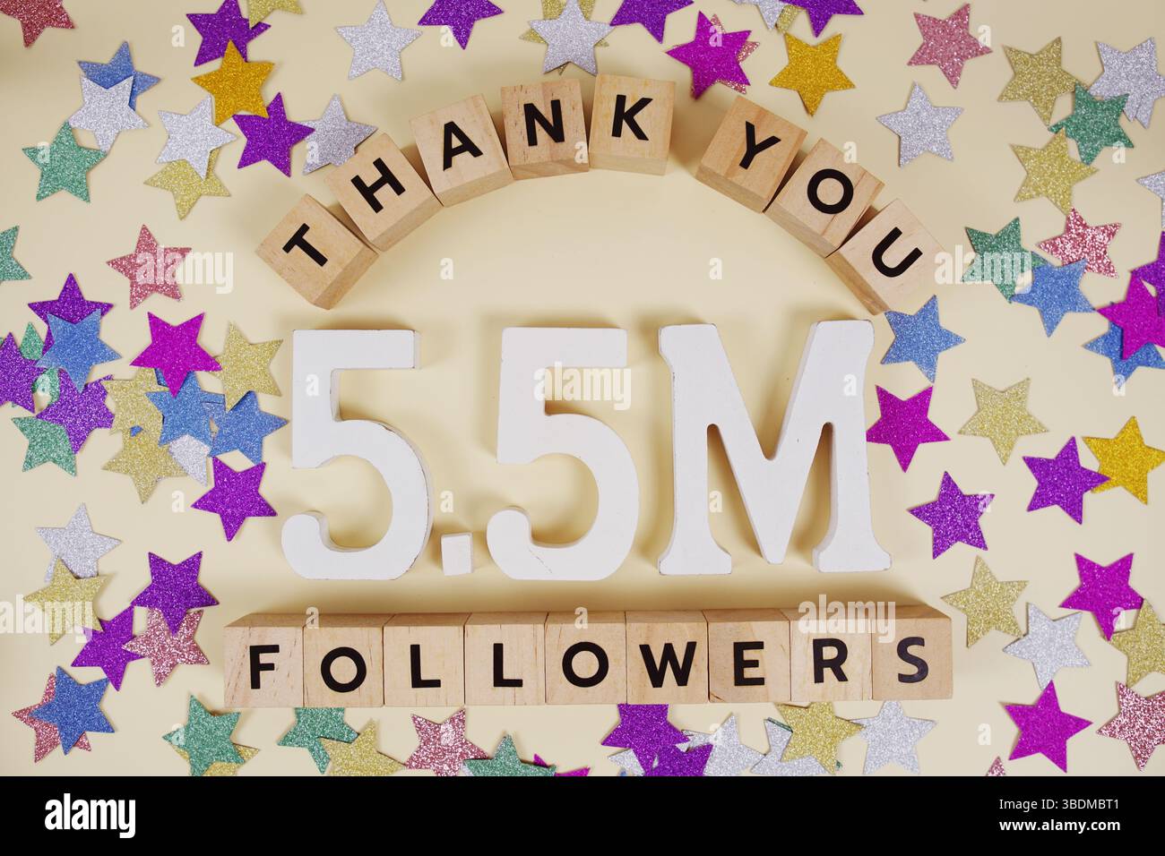 Thank You 550000000, 5.5M Followers congratulation and celebration social media subscribers and followers Stock Photo