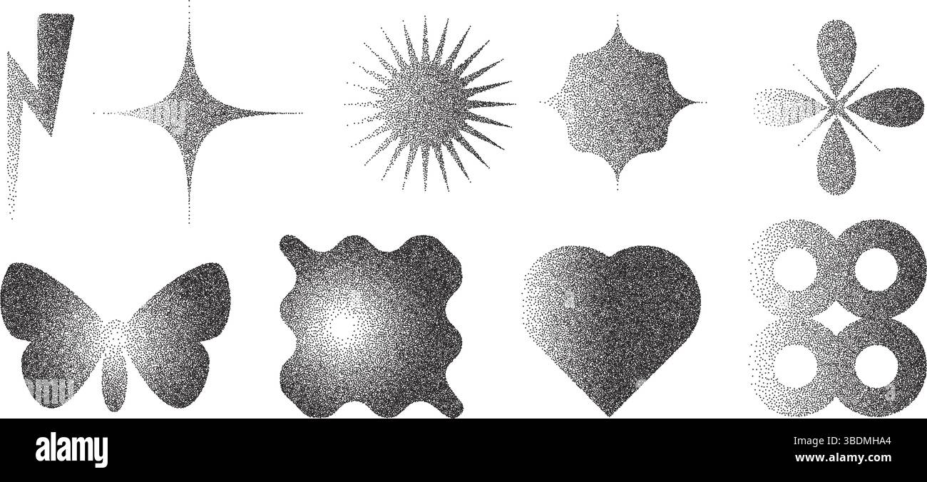 Geometric figures with grain noise gradient texture. Y2k retro ...