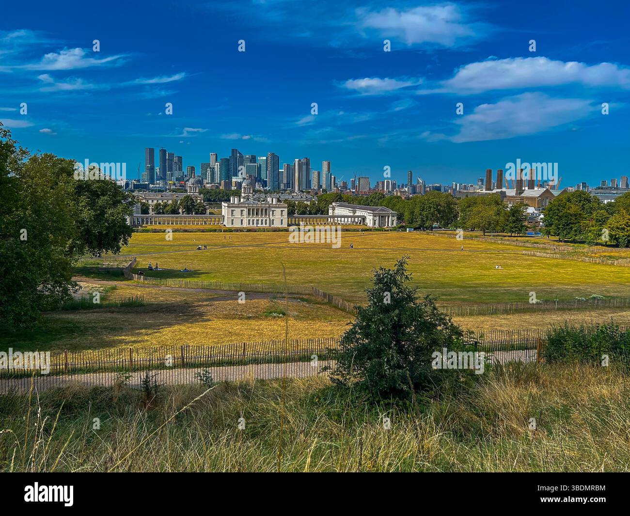 London, Great Britain, Urban Parks, Landscapes, Royal Observatory Greenwich Park, with Skyline, Towers Stock Photo