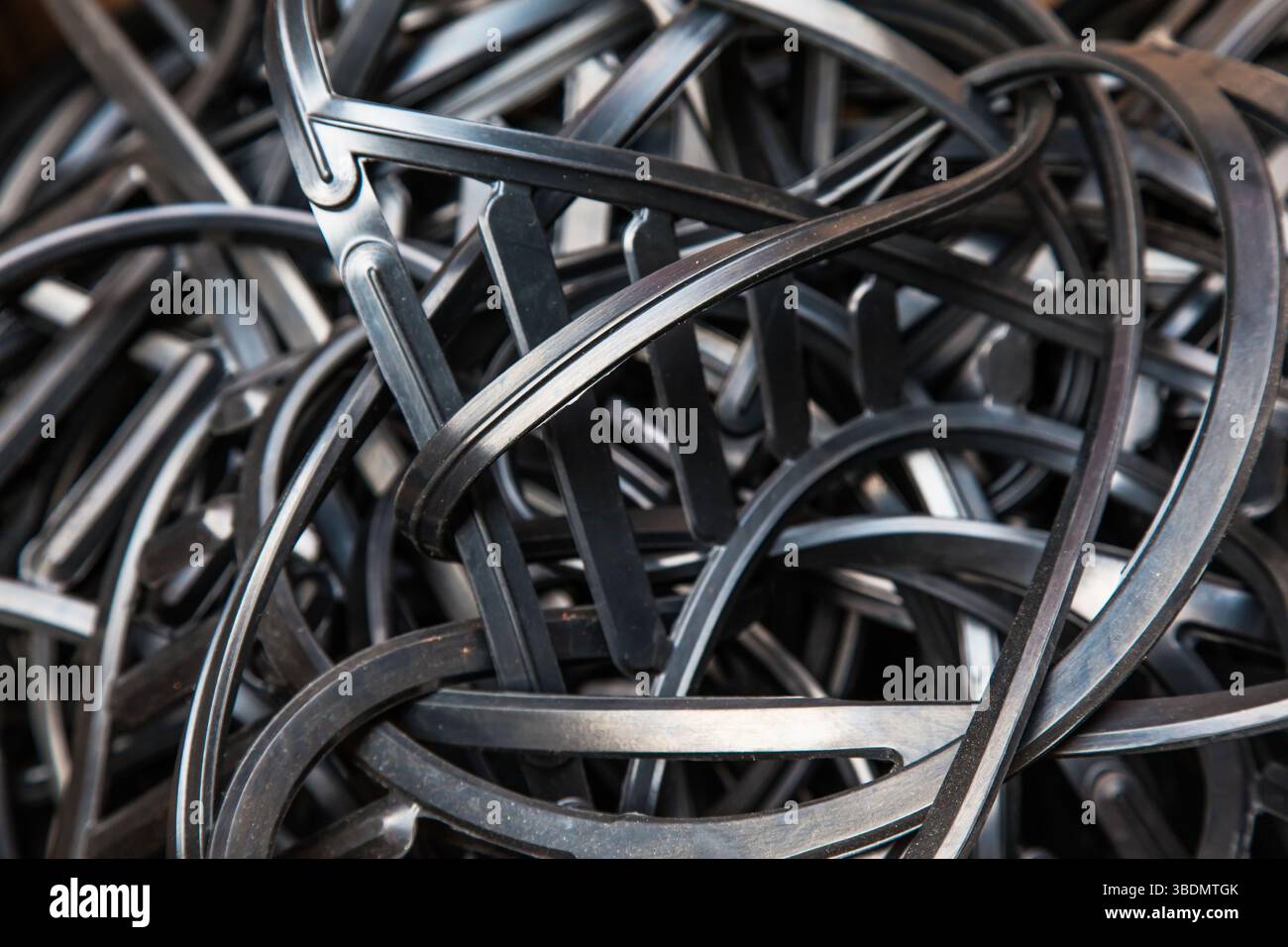 Large cushioning rubber black for industrial refrigerators, closeup. Stock Photo