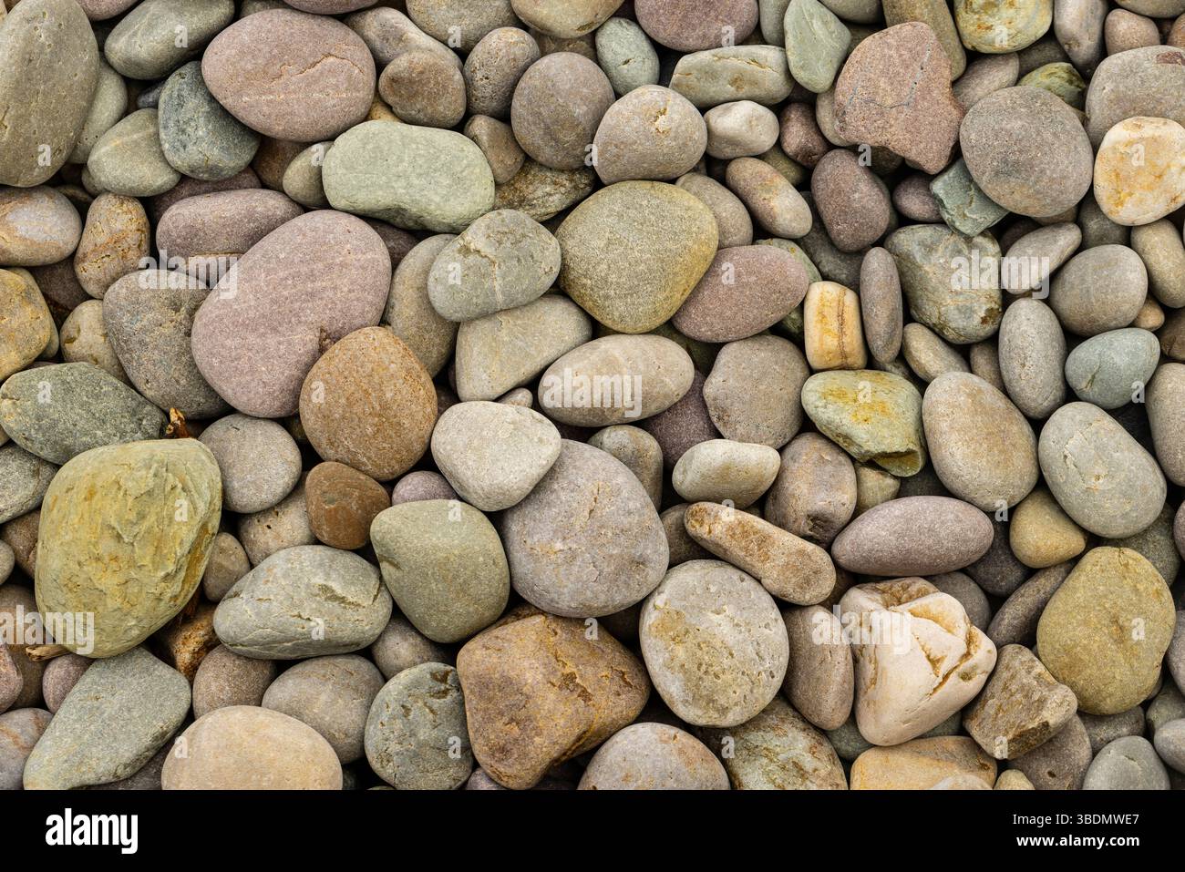 Beach pebbles, Playa Concha de Artedo, Asturias, Spain Stock Photo
