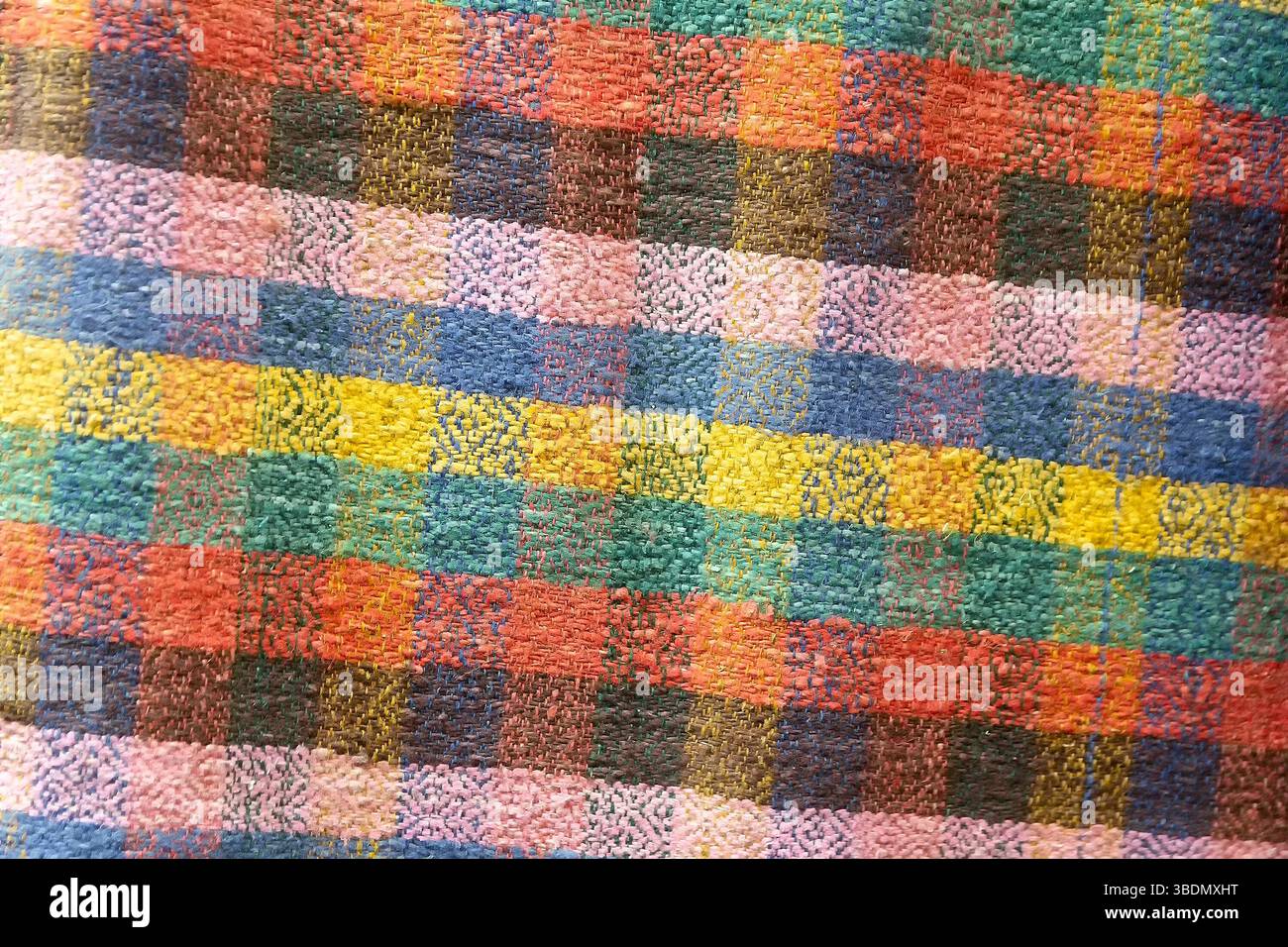 Textile surface with colored patterns. Backgrounds and textures Stock Photo