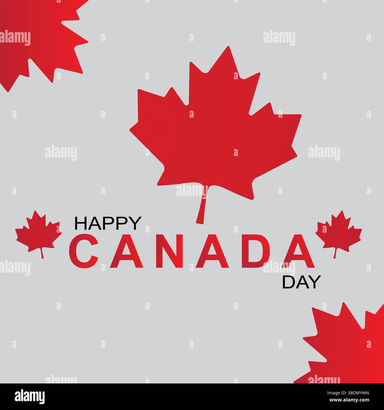Happy Canada Day vector illustration with large maple leaf icon and ...