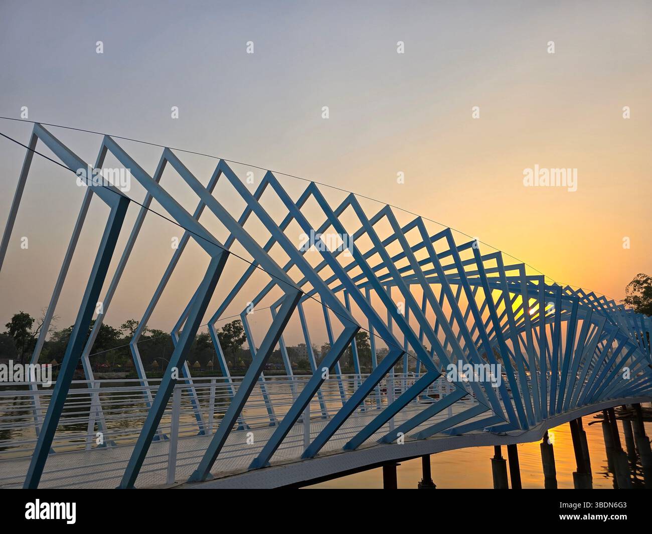 Modern architectural bridge at sunset - Smartphone Captured Stock Image