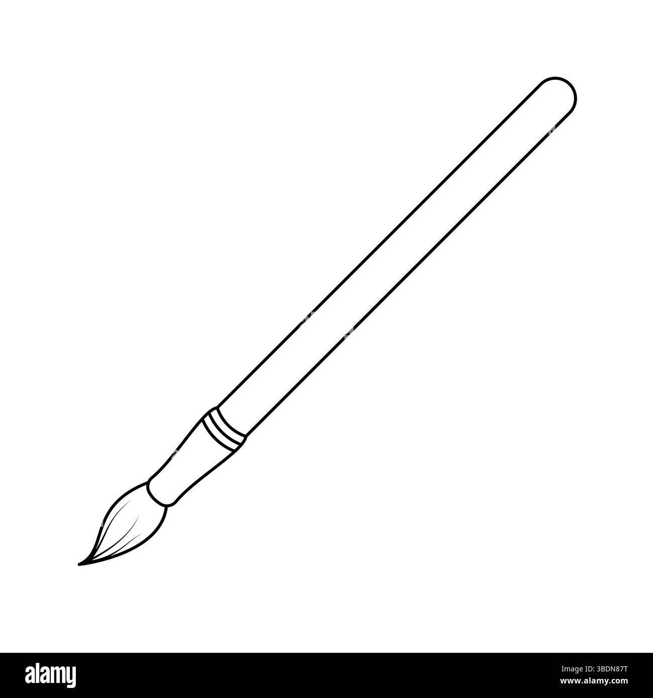 Paint Brush Outline Vector Illustration. Black and white vector illustration of a traditional paint brush. Stock Vector