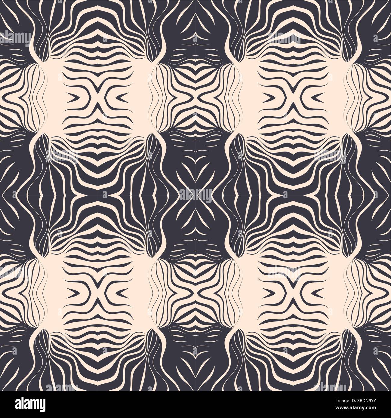 Black and white striped background. Seamless pattern with optical illusion. Simple graphic design. 3d vector illustration. Stock Vector