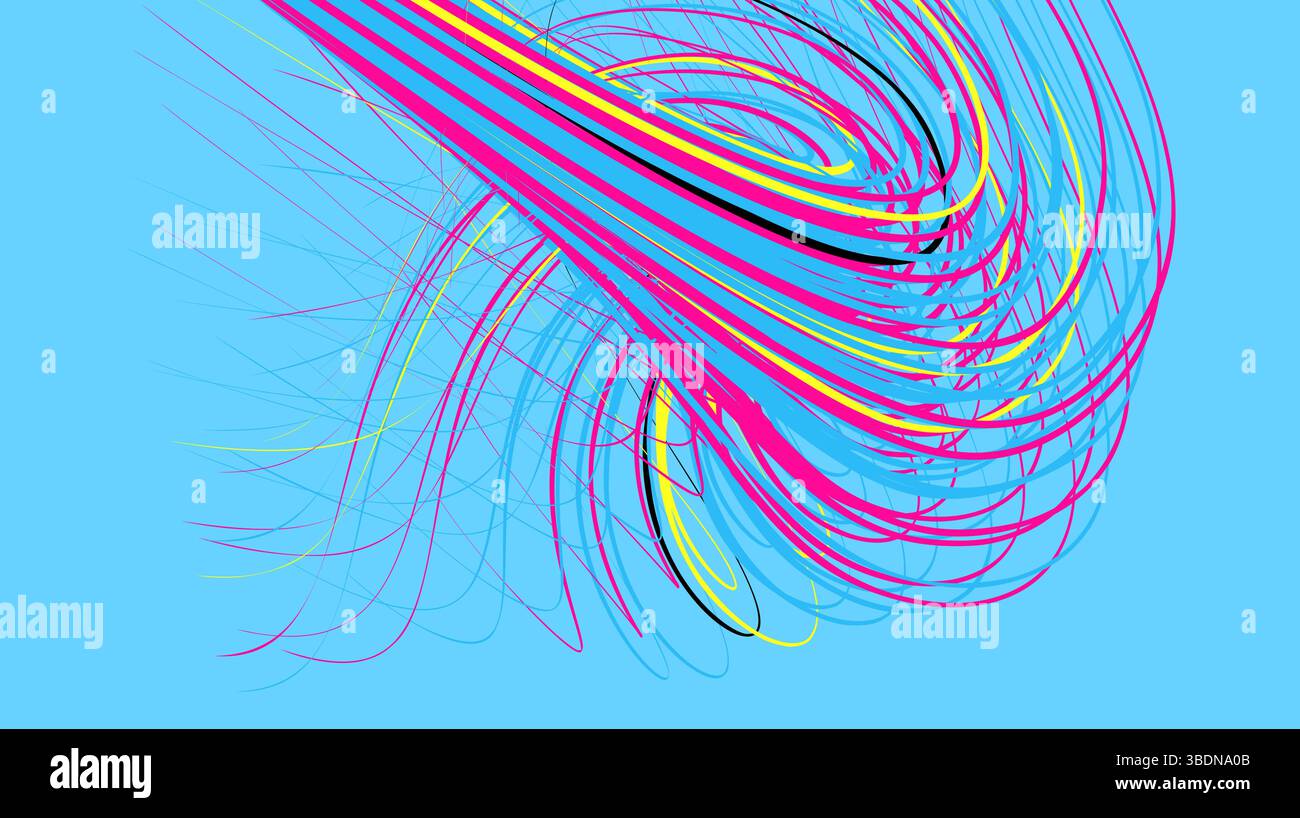Curved lines with perspective effect. Optical fiber. 3d abstract background. Vector illustration. Stock Vector