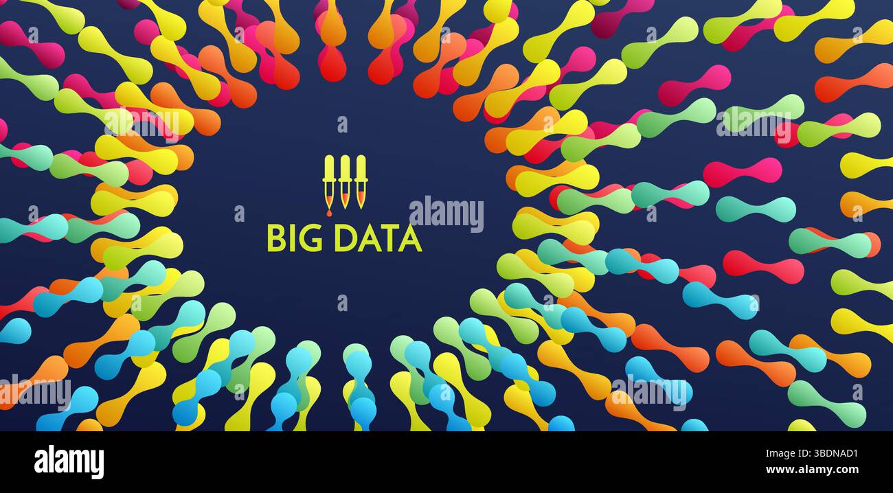 Big data graph visualization. Abstract background with dynamic effect. Motion vector Illustration for business card, banner or presentation. Stock Vector