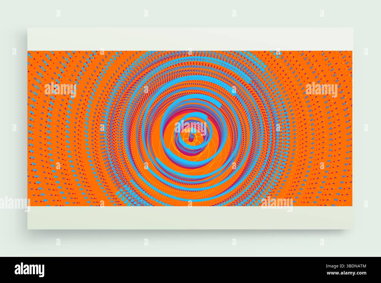 Abstract circular background with dynamic dots. Radial structure for science or technology. Network illustration with particle. 3D grid surface. Stock Vector