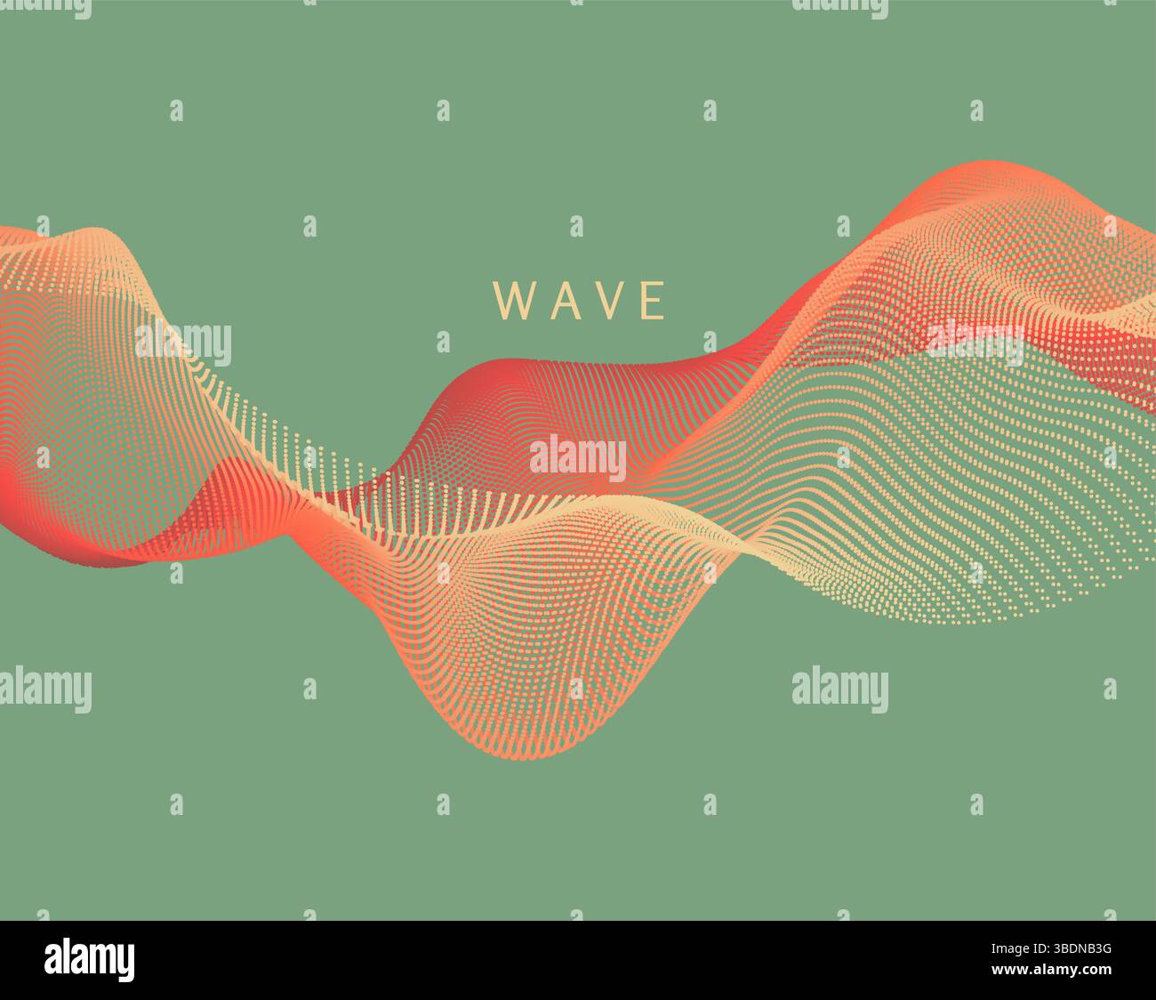 Wave with connected dots. Abstract digital background with particles. 3D grid surface in technology style. Big data. Vector illustration for poster, c Stock Vector