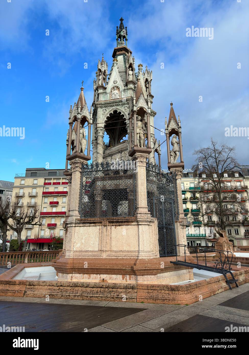 Geneva, Switzerland -- Jan, 13, 2023: The Brunswick Monument in Geneva, Switzerland, is a beautiful historic landmark. - Smartphone Captured Stock Image