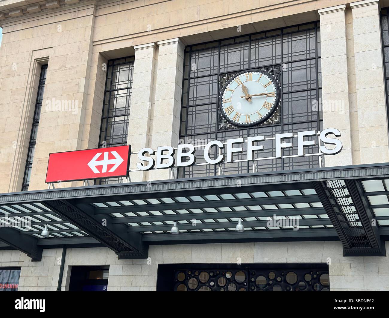 Geneva, Switzerland -- Jan, 13, 2023: Geneva Cornavin railway station. Swiss Federal Railways is the national railway company of Switzerland. - Smartphone Captured Stock Image