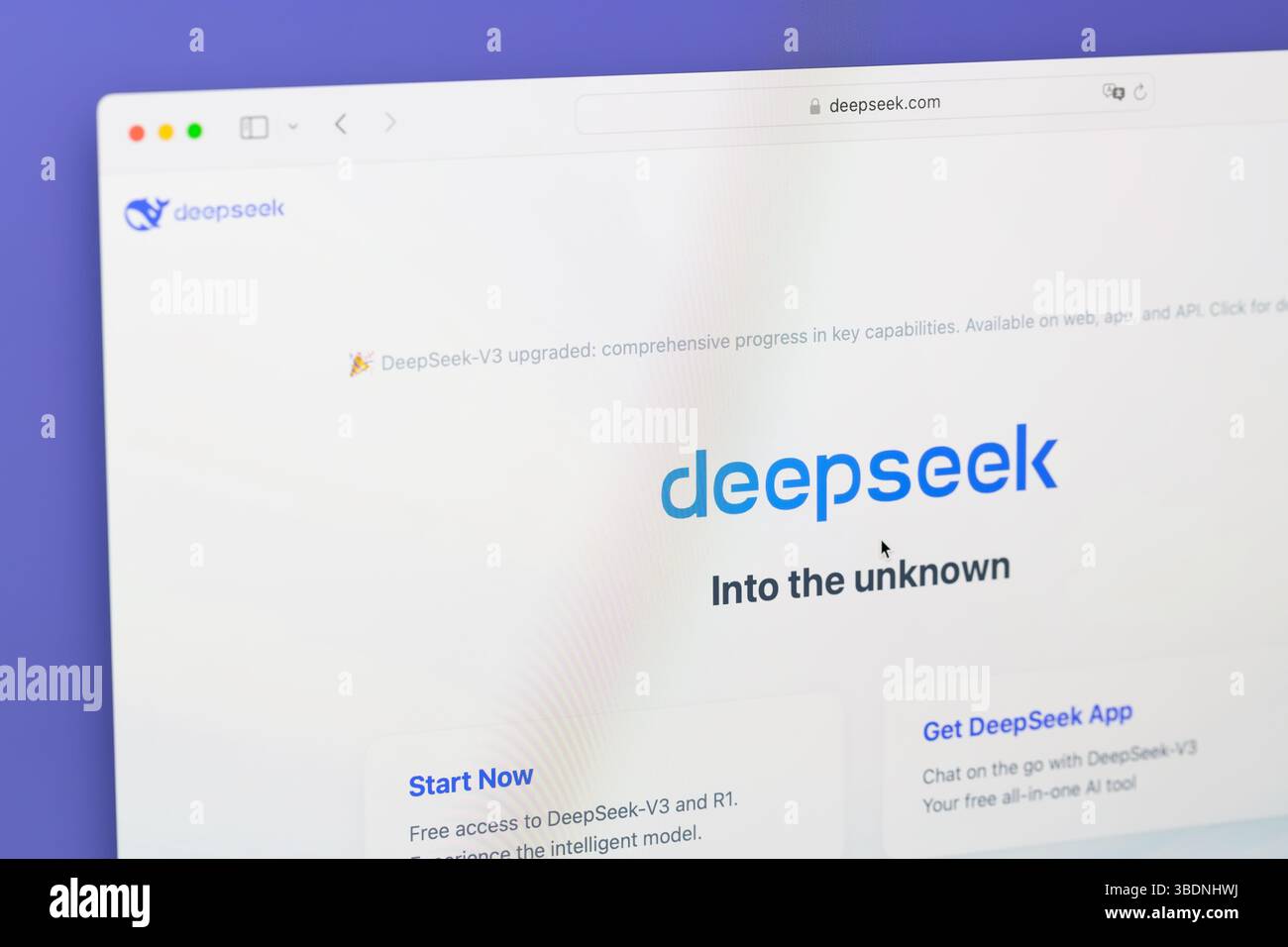 Ostersund, Sweden - April 12, 2025. DeepSeek website. Stock Photo