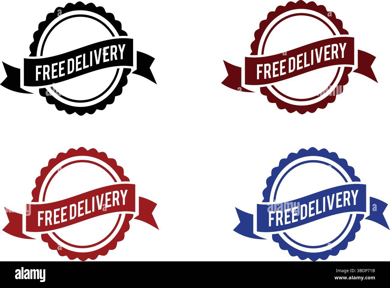 Free Delivery Icon Symbol Label Badge Logo Seal Stamp Sign for E-commerce and Online Shipping Promotion Stock Vector