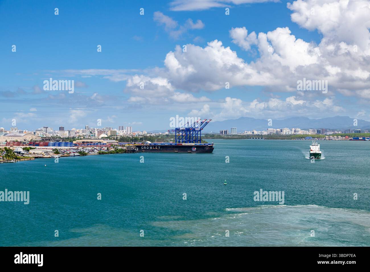 Crowley cargo container barge at port in San Juan, Puerto Rico Stock ...