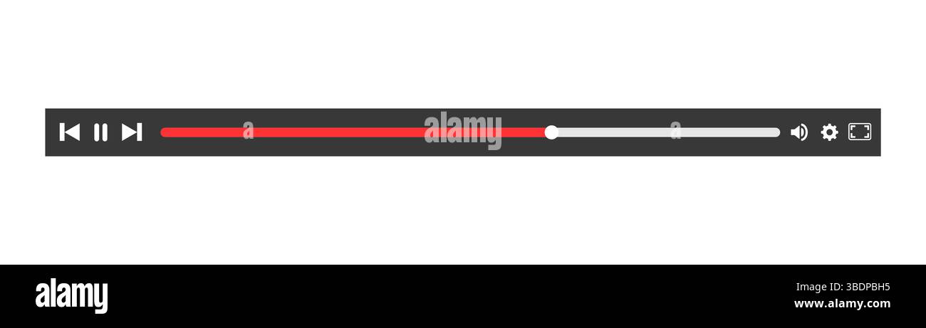 Minimized video player bar or audio player control panel Stock Vector