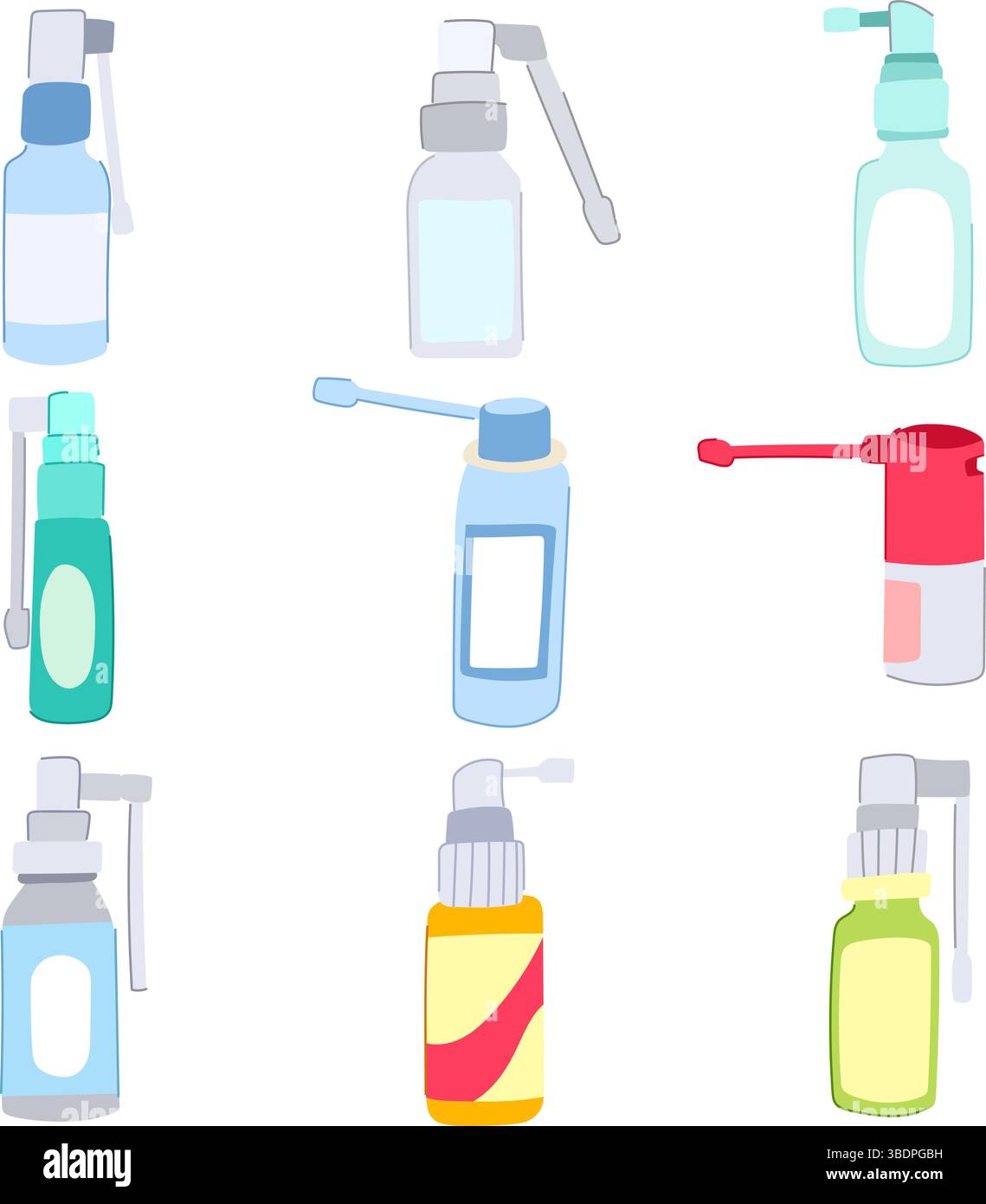 throat spray bottle set cartoon vector illustration Stock Vector Image ...