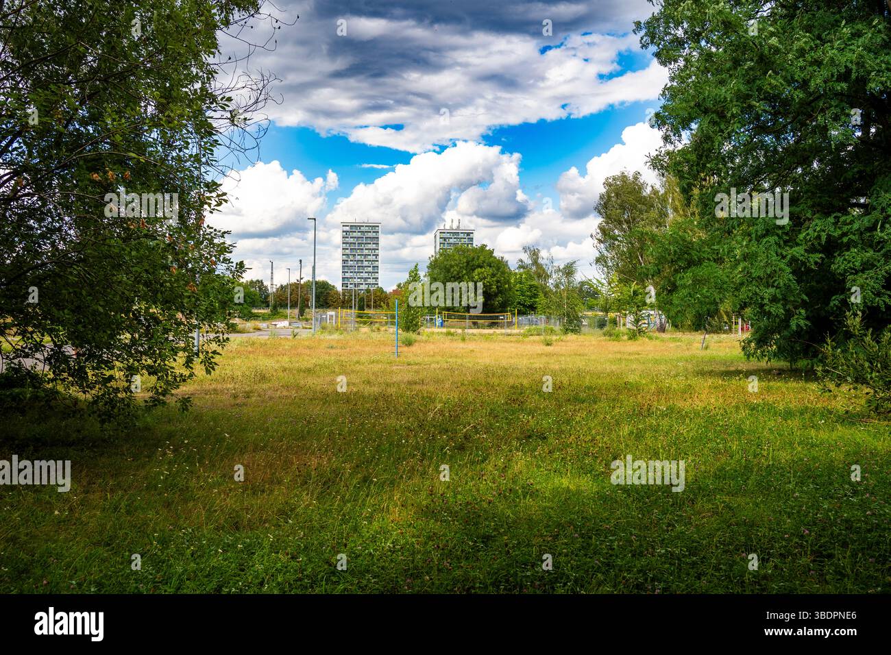 Meadow With Two Volleyball Courts On Schnorrstrasse In Dresden Stock Photo