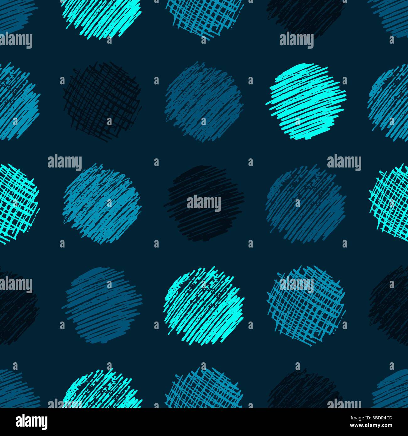 Seamless pattern with hand drawn black circle scribble smear. Abstract grunge texture. Vector illustration Stock Vector