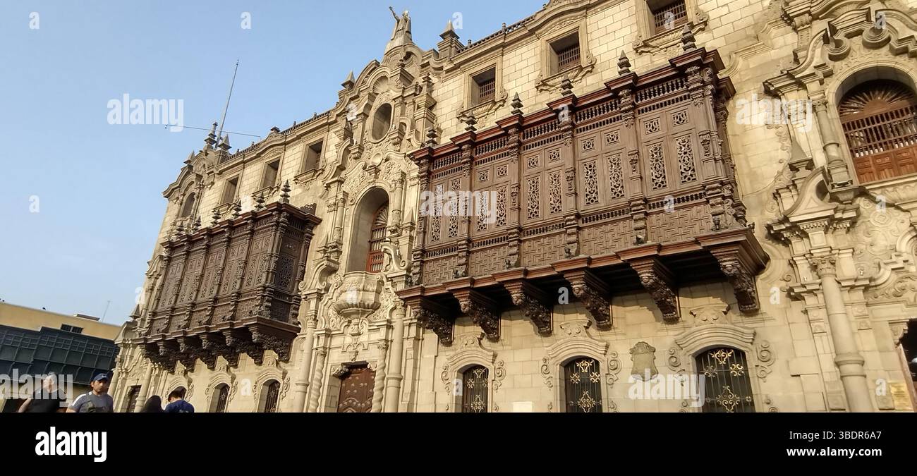 South America Peru Lima Plaza de Armas Archbishop's Palace Moorish ...