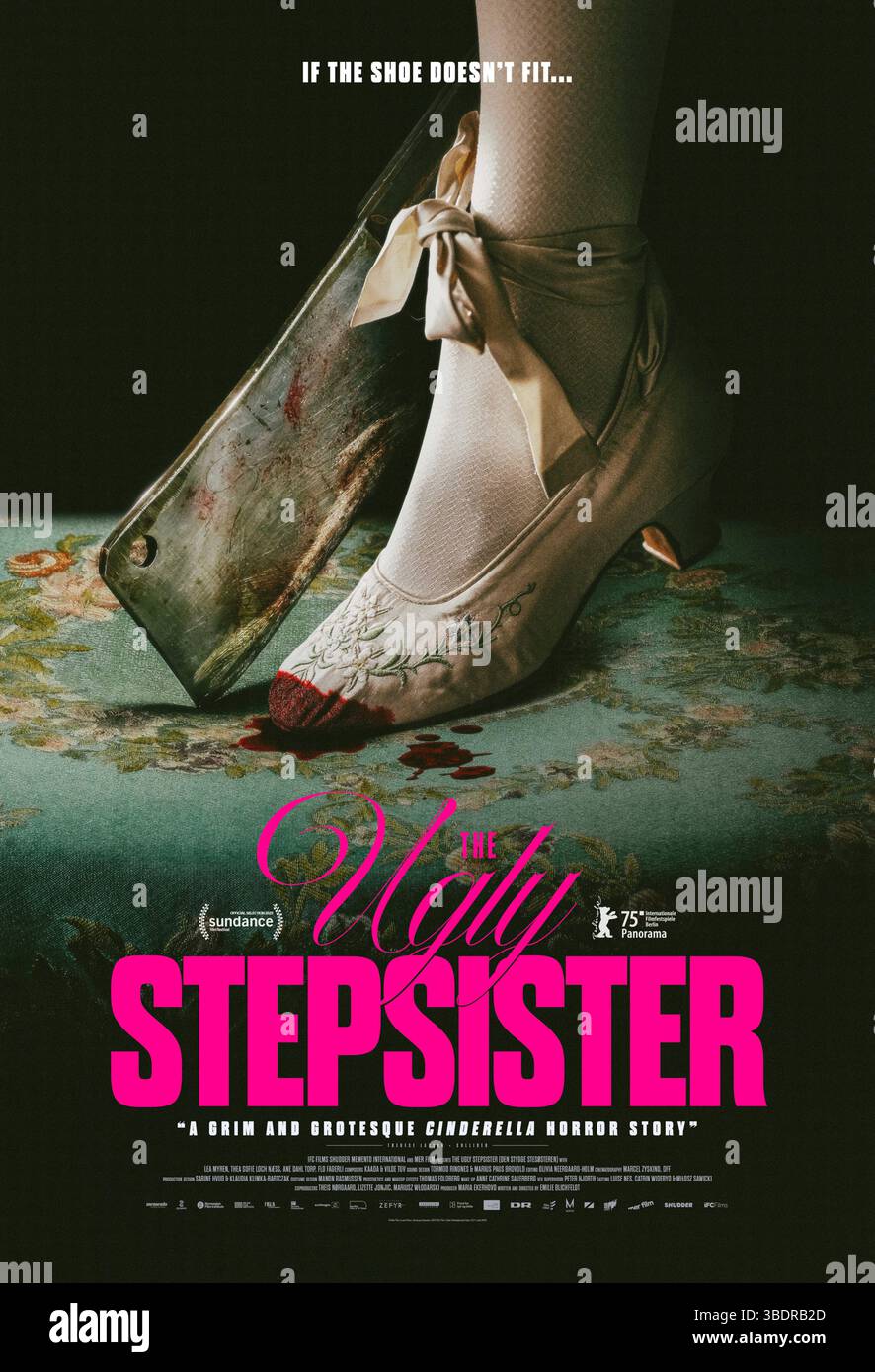 The Ugly Stepsister (2025) directed by Emilie Blichfeldt and starring Lea Myren, Ane Dahl Torp, and Thea Sofie Loch Næss. Follows Elvira as she battles against her gorgeous stepsister in a realm where beauty reigns supreme. She resorts to extreme measures to captivate the prince, amidst a ruthless competition for physical perfection. US one sheet poster EDITORIAL USE ONLY. Credit: BFA / Shudder Stock Photo