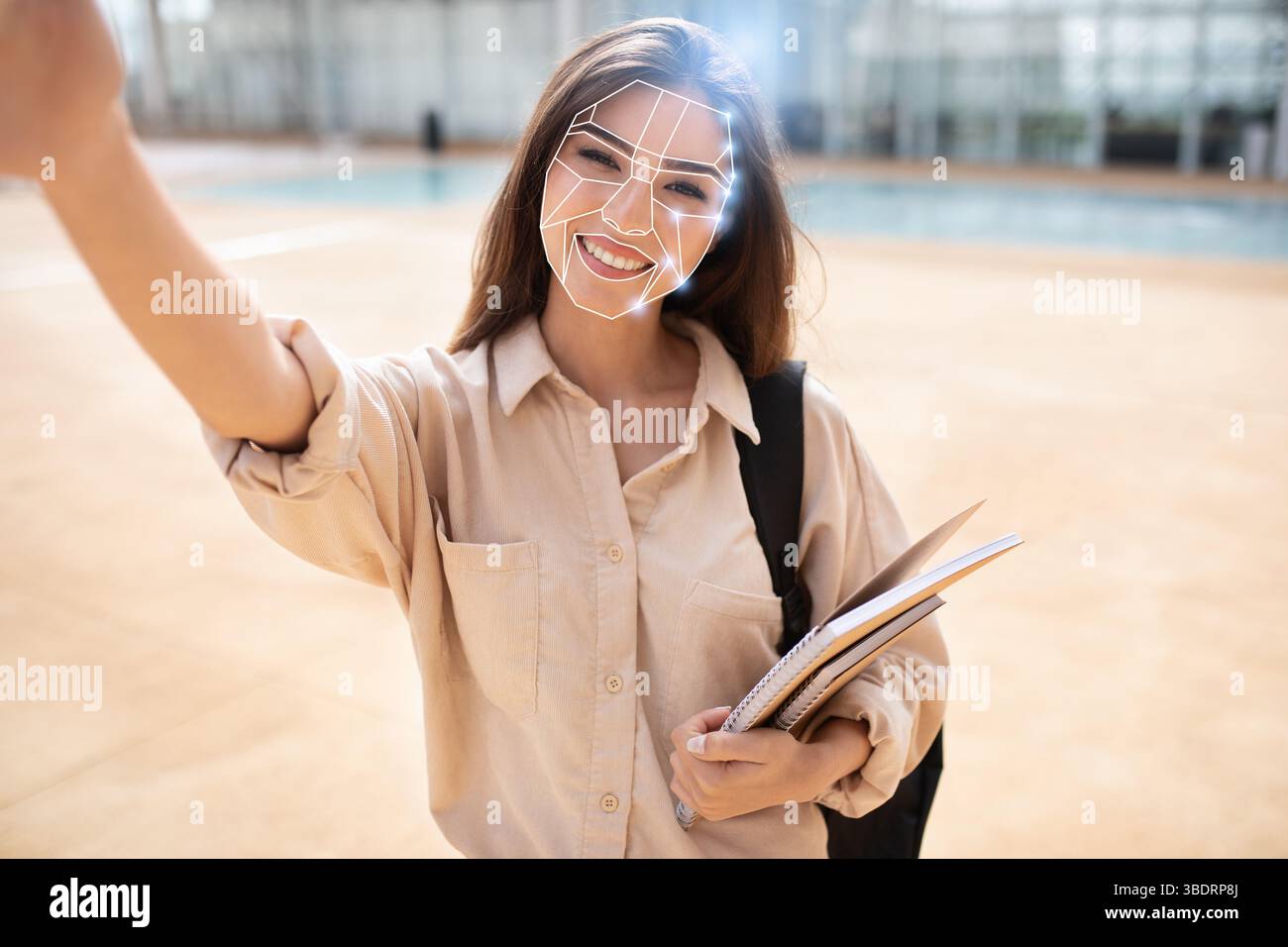 Facial recognition technology enhances identification in modern settings Stock Photo