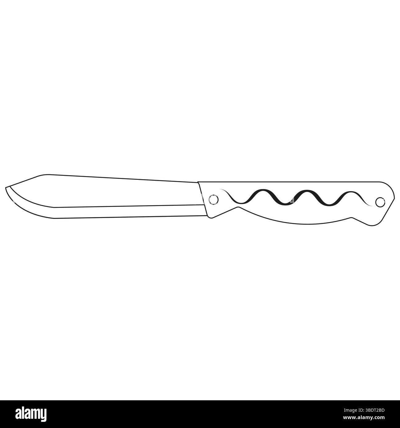 Sharp kitchen blade. Smooth handle grip. Clean black outline. Simple realistic style. Stock Vector
