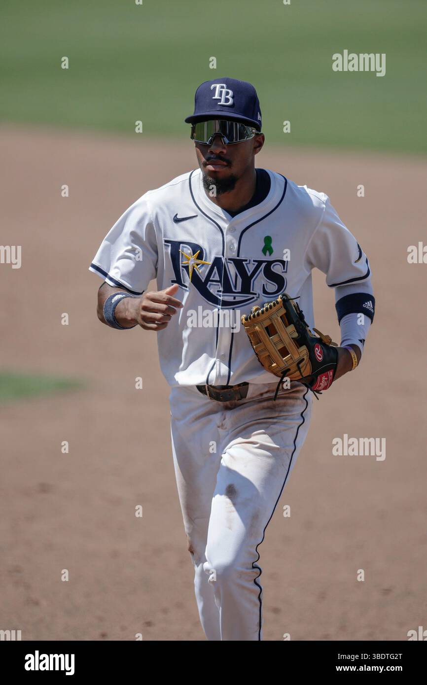 Tampa, FL USA: Tampa Bay Rays left fielder Chandler Simpson (14) runs ...