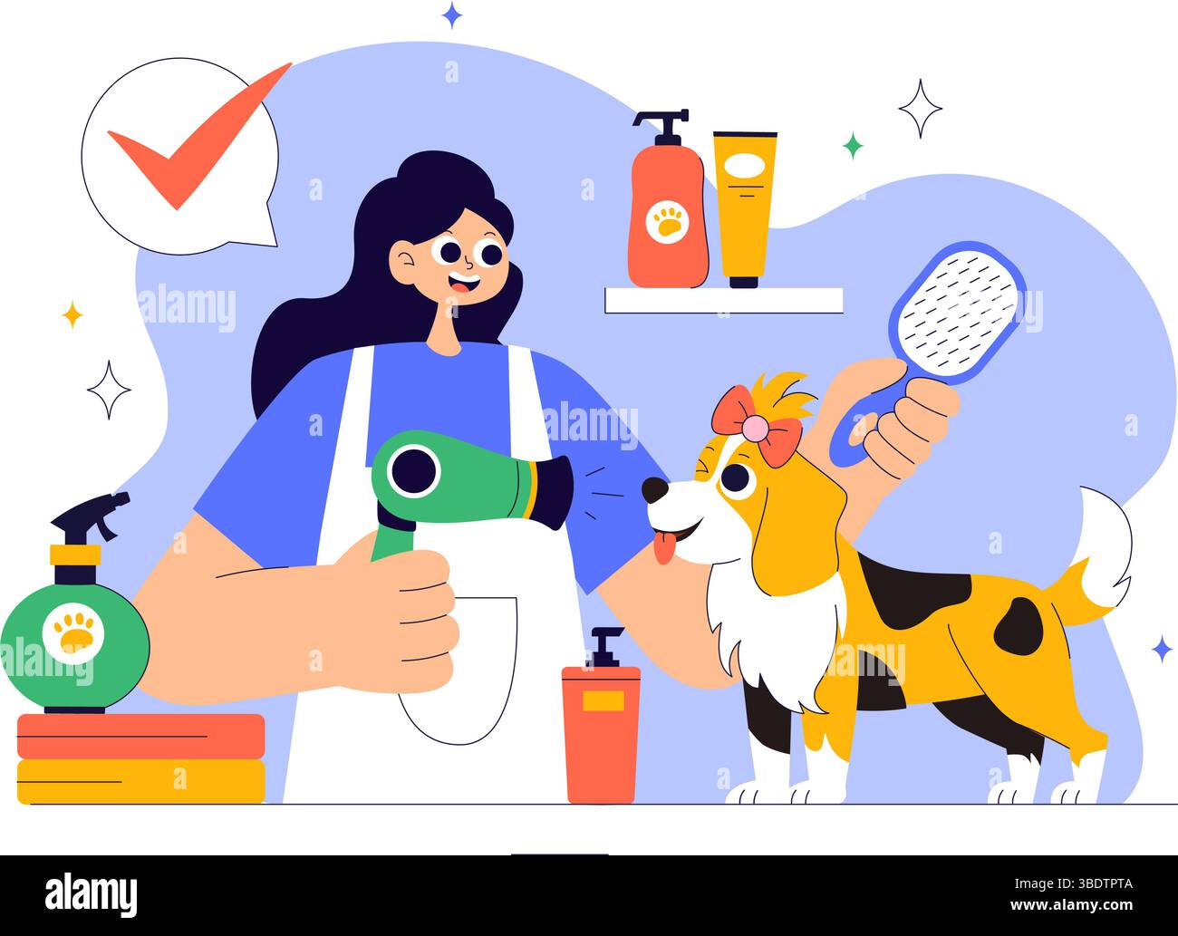 Pet Grooming Vector Illustration featuring the Maintenance of ...